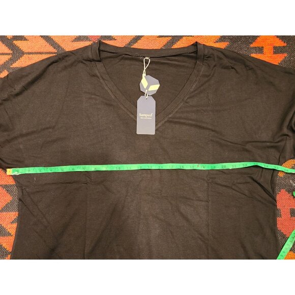 NEW Short-Sleeve Black V-Neck T-Shirt XXL Polyester Blend Stretchy Fabric - Picture 7 of 16